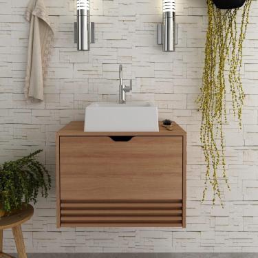 Imagem de Gabinete Banheiro 1 Porta 1 Gaveta 60Cm Cr10091 Amêndoa