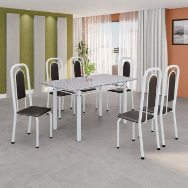 Imagem de Conjunto Sala de Jantar com 6 Cadeiras Lara Preto / Branco