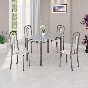 Imagem de Conjunto Sala de Jantar com 4 Cadeiras Lara Arabesco/ Prata