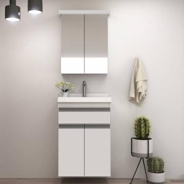 Imagem de Gabinete De Banheiro 50cm Com Lavatório E Armário Ref 501 Branco
