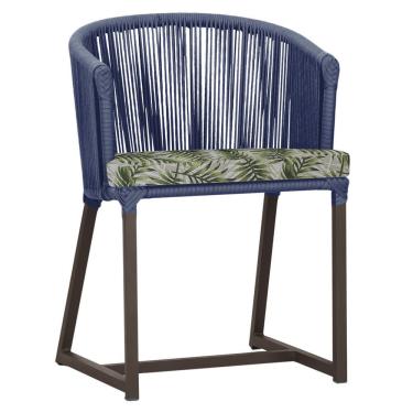 Imagem de Cadeira De Jantar Noronha Alumínio Marrom E5 Trama Original Azul