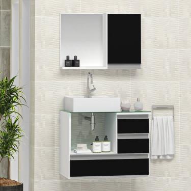 Imagem de Conjunto Gabinete Polo 60cm Branco Preto
