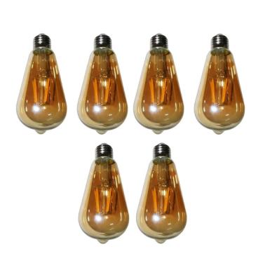 Imagem de Lampada Led Multi Filamento Retro Kit 6 Uni Vintage Bivolt Iluminaçao Casa