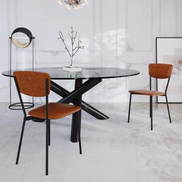 Imagem de Cadeira Fixa Estofada Vintage Retrô Com 2 Unidades Caramelo-preto