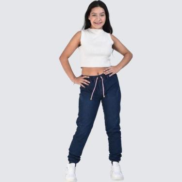 Imagem de Calça Jogger feminina infanto juvenil 8 ao 16 - NoBrand, Jeans escuro,