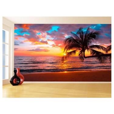 Imagem de Papel De Parede 3D Paisagem Por Do Sol Mar Praia 3,5M Pds45 - Você Dec