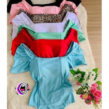 Imagem de Body feminino manga curta bufante tecido poliester com bojo - moda fil