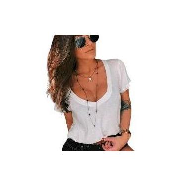 Imagem de Kit 3 Blusas feminina podrinha basica gola v casual - Filó Modas, M, A