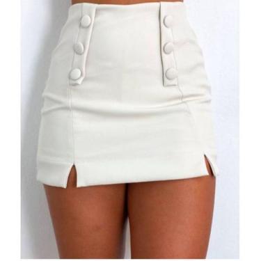 Imagem de Short saia alfaiataria botões frontal feminino moda - Filó Modas, G, P