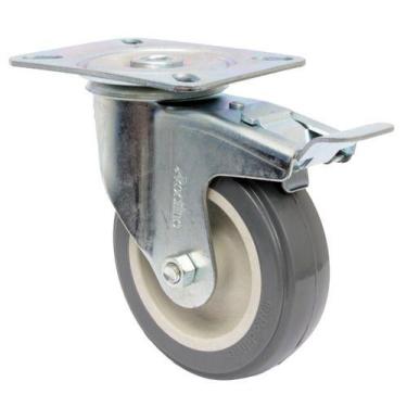 Imagem de Rodizio Girat. Placa C/ Freio 4pol. R412 Bp Pvc Anti Risco 65kg Por Ro