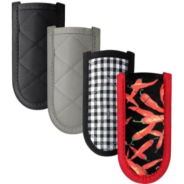Imagem de Patelai 4 peças de suportes de alça de panela resistentes ao calor capas de frigideira de ferro fundido antiderrapantes de algodão laváveis na máquina para cozinha assar, cozinhar panelas (estilo