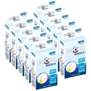 Imagem de Kit 10 Esponjas Mágicas Original Bucha de Melamina Multiuso para Limpeza Poderosa Tira Manchas Gorduras Sujeiras Rabiscos e Mais Limpa Tenis Parede Sapato