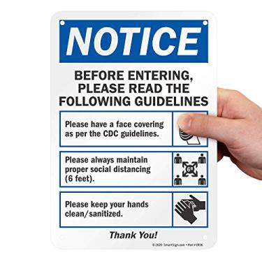 Imagem de SmartSign Aviso - Antes de entrar, leia a placa de diretrizes 17,8 x 25,4 cm ER5K 1