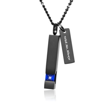 Imagem de BGAFLOVE 3 peças de joias de cremação de cristal preto para cinzas, colar de urna de prata para cinzas, colar de pedra do mês de nascimento em cubo de cinzas memorial, pingente de lembrança, urna de