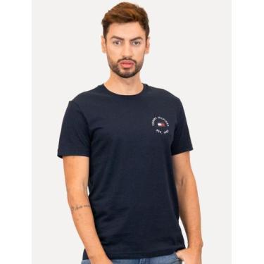 Imagem de Camiseta Tommy Hilfiger Masculina Roundle Logo Chest Azul Marinho, M/M