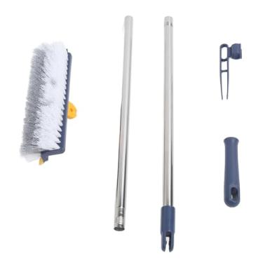 Imagem de Pincel de lavagem de 2 polegas de 1 piso com rejunte de rejuntamento com alça longa Pincel de azulejos rígidos de 180 graus para limpar o banheiro de cozinha plástico aço (Azul escuro)