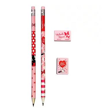 Imagem de Kit 4 Peças Escolar Disney Minnie Mouse Molin Rosa Claro