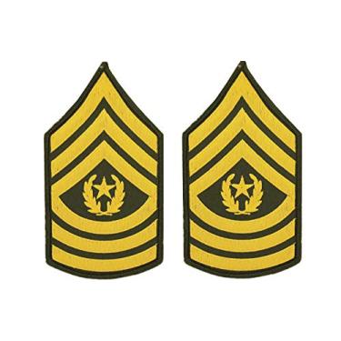 Imagem de Remendos Major CMD SGT da patente do exército dos Estados Unidos E9 Command Sergeant Major, vestido verde, com adesivo de ferro (conjunto de dois)