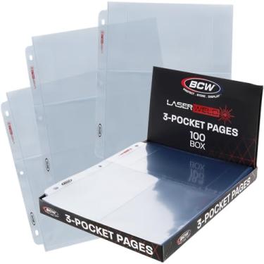 Imagem de BCW Laserweld Capas para fotos com 3 bolsos 10 x 15 cm para fichário de 3 anéis | Páginas de recarga de álbum de fotos de arquivo | 100 unidades