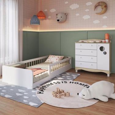 Imagem de Quarto Infantil Completo Aquarela 1 Porta 4 Gavetas Carvalho Araguaia/
