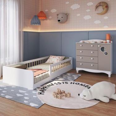 Imagem de Quarto Infantil Completo Aquarela 1 Porta 4 Gavetas Cinnamon/Branco - 