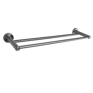 Imagem de Prateleira de parede cinza, acessórios para banheiro, suporte para papel higiênico, barra de toalha, trilho, gancho para roupão, acessórios para banheiro (barra dupla para toalhas)