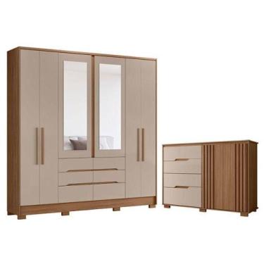 Imagem de Guarda Roupa Casal San Francisco E Cômoda Texas Carvalho Fendi - Moval