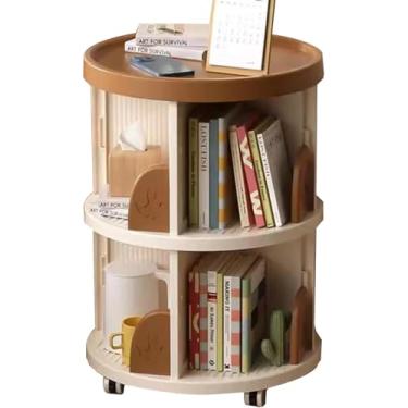 Imagem de Estante De Canto De Leitura Mesa De Cabeceira Sofá Rack De Armazenamento Lateral Estante De Decoração Para Casa Armazenamento De Classificação De Presentes Com Rodízios, Brown, 2 layers