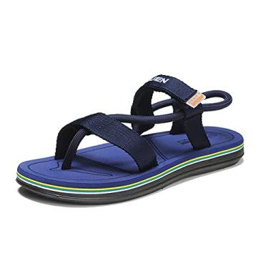 Imagem de Sandália de correção ortopédica masculina, pés casuais de couro, sandálias planas, chinelos, sintomas de joanete de dia e noite ajustáveis, para separador de dedo do pé de talas de joanete(Blue,40 EU)