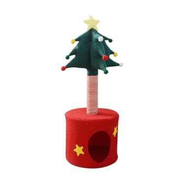 Imagem de WeiLaiKeQi Torre para gatos em forma de árvore de Natal com arranhador de sisal aconchegante e aconchegante, móvel versátil para animais de estimação, centro de