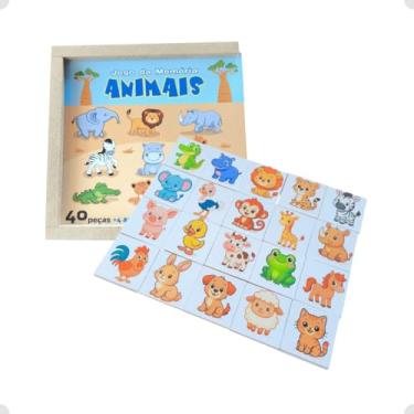 Imagem de Jogo Memória Educativo Animais Fazenda Safari Brinquedos De Menina Menino Alfabetização Pedagógico