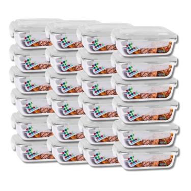 Imagem de Conjunto 24 Potes Vidro Hermético Marmita Mantimentos 640ml - Casa Lin