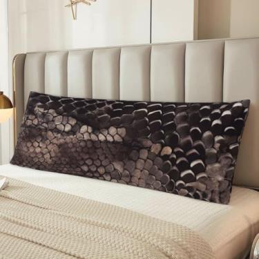 Imagem de Capa de travesseiro corporal clássica de pele de cobra ultramacia fronhas de microfibra respirável e sedosa longa com zíper decorativo para cama para adultos, 51 x 137 cm
