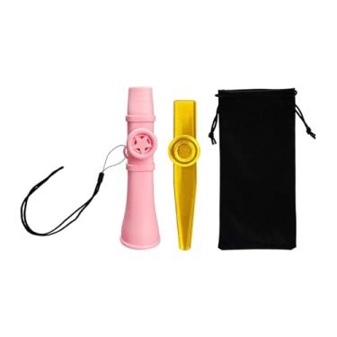 Imagem de Generic 2x Flautas de Boca Kazoo com Bolsa de Armazenamento Brinquedos para Teclado Violino Piano Guitarra Iniciante, Rosa