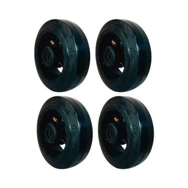 Imagem de Kit 4 un roda borracha moldada 6 pol 220kg p/ rodízio - AJAX