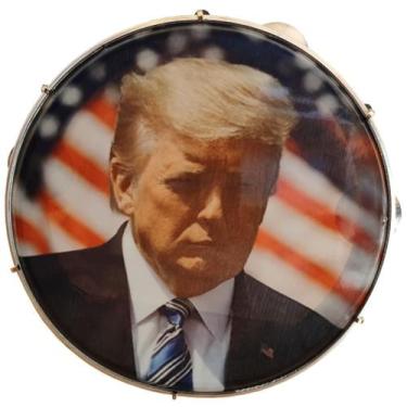 Imagem de Pandeiro  10 Pol Pele Leitosa Presidente Donald Trump Usa - VIP Percur