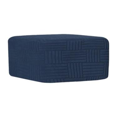 Imagem de Ioensy Capa elástica para pufe pequeno, capa protetora para pufe macio, elegante e prático, para apoio de pés para sala de estar, loja, Azul Marinho Xl