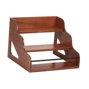 Imagem de Bothyi Suporte de exposição de madeira, prateleira de exposição, organizador de perfumes rústico em camadas, porta-tempero de 3 camadas para figuras de