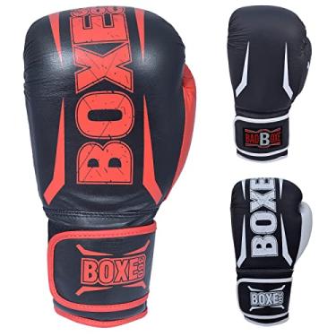 Imagem de Luvas Boxe360 Boxster Muay Thai Treinamento Couro bovino couro legítimo couro brilhante luvas de perfuração kickboxing luvas de luta, BLACK/RED, 8OZ