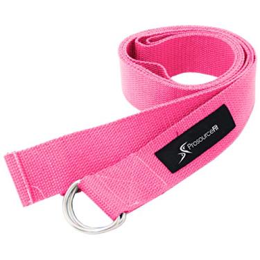 Imagem de (pink) - ProSource Metal D-Ring Yoga Strap 2.4m Durable Cotton for Stretching and Flexibility
