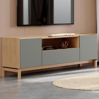 Imagem de Rack TV 50 Polegadas 180cm 2 Portas 1 Gaveta Soleil Oak Cinza F07 - Mpozenato