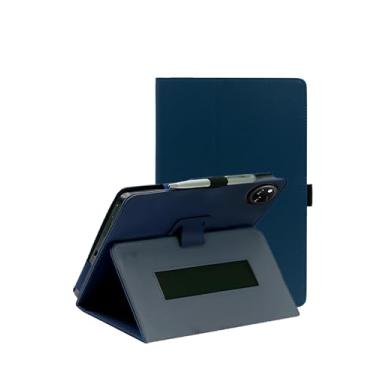 Imagem de Capa para tablet DOOGEE Tab A9 Pro+ de 11 polegadas, capa dobrável de couro sintético com suporte para caneta e alça de pulso, portátil para viagens de negócios (azul escuro)