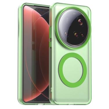 Imagem de Pzwoxukhov Capa compatível com Xiaomi 15 Ultra, compatível com Magsafe, capa magnética à prova de choque, compatível com Xiaomi 15 Ultra capa verde