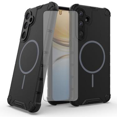 Imagem de Asuwish Capa de telefone para Samsung Galaxy A55 5G capa magnética com protetor de tela de vidro temperado e resistente, fina, híbrida, celular, TPU macio, acessórios de celular fino A 55 55A A555G