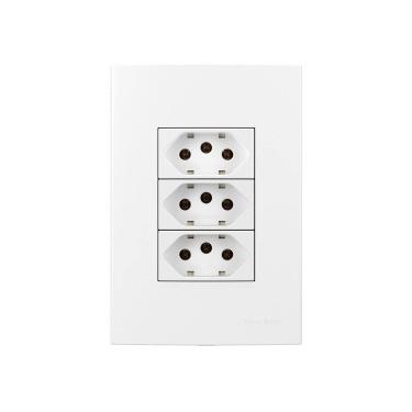Imagem de Tomada Tripla MarGirius Sleek 2P+T 20A com Placa 4x2 Branca