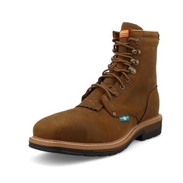 Imagem de Twisted X Sapato masculino de 20 cm com bico de aço Lite Western Work Lacer, Sela envelhecida, 44