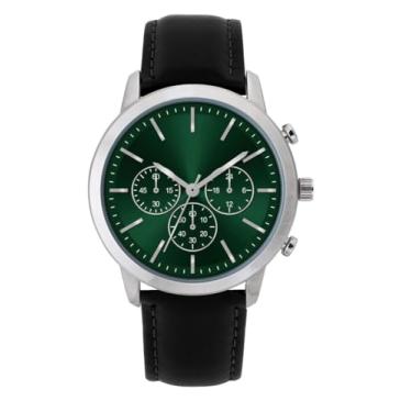 Imagem de NUOVO Relógio masculino caixa ouro rosa pulseira de couro preto para relógio mostrador preto mostrador grande relógios são fáceis de assistir, Verde, Clássico