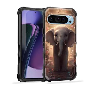 Imagem de EFGWSDER Capa para Pixel 10 Pro XL, [camada dupla] [proteção contra quedas de grau militar de 3,5 m] Capa resistente à prova de choque para Google Pixel 10 Pro XL 6,8 polegadas 2025, elefante fofo com