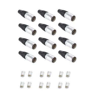 Imagem de 12 Conector Plug Ethercon RJ45 Macho Rede Xlr Net + Clip RJ45 CAT6