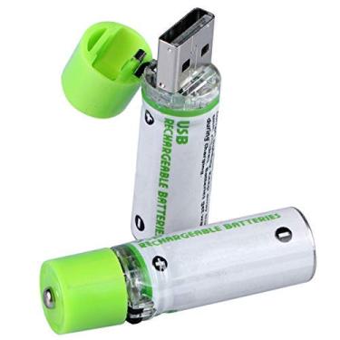 Imagem de GreenEarth Baterias AA Recarregáveis USB | 1450 mAh | Carregador USB de Carregamento Rápido | 500 Ciclos Reutilizáveis | NiMH Duplo A 1,2 V (pacote com 2)